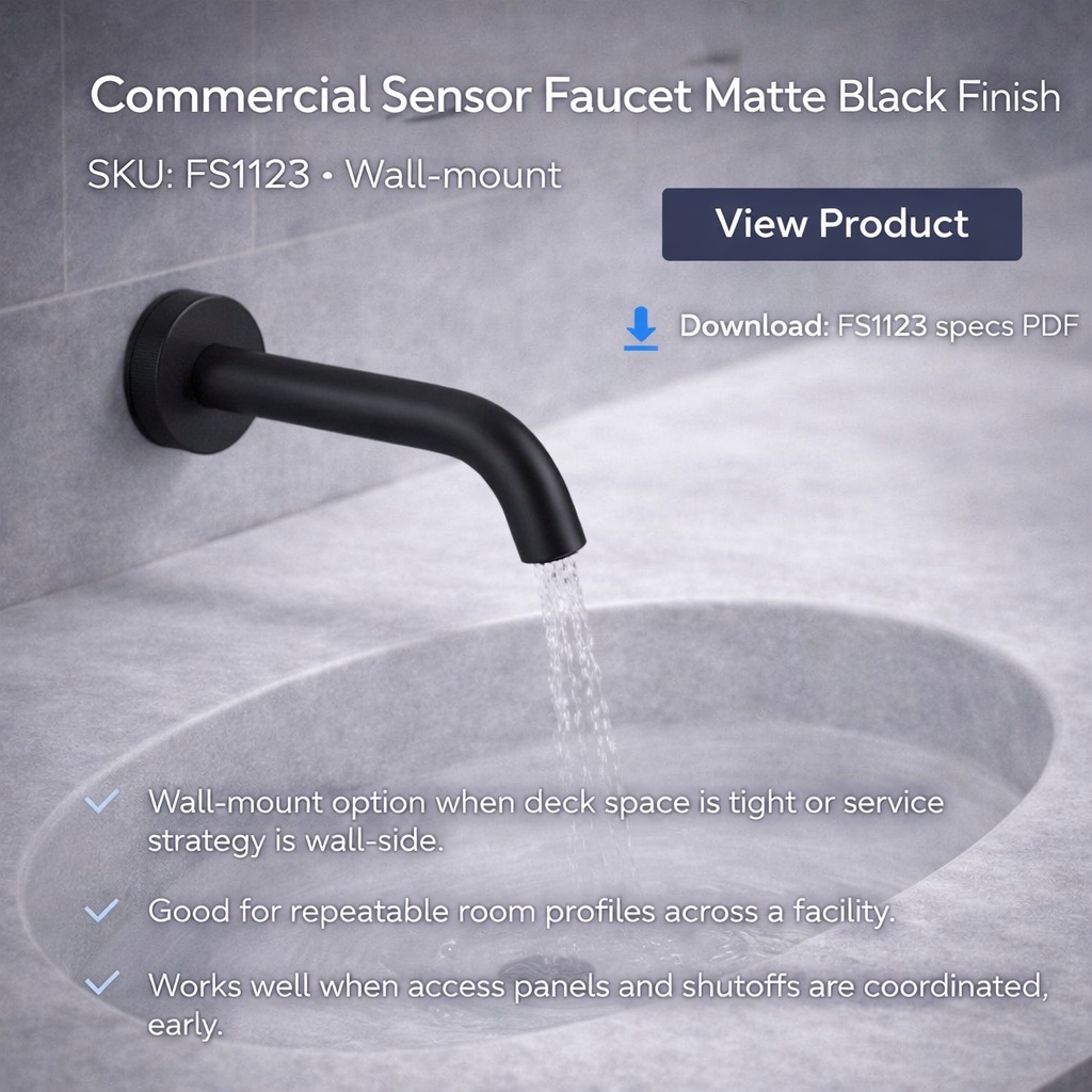 Commercial Sensor Faucet Matte Black Finish FS1123